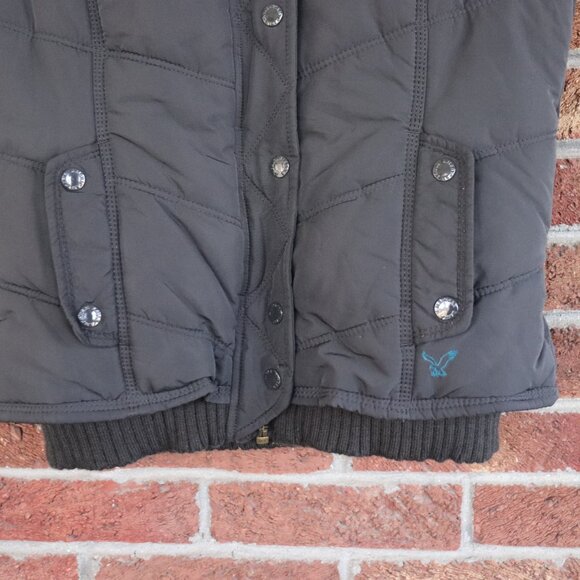 american eagle vest * hooded * size small * black - Picture 9 of 14